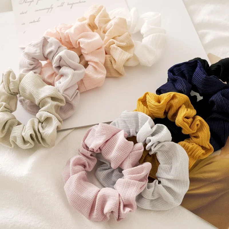 

Sweet Cotton Hair Ties Rope Plaid Solid Hair Accessories For Women Scrunchies Elastic Rubber Bands Hair Bands