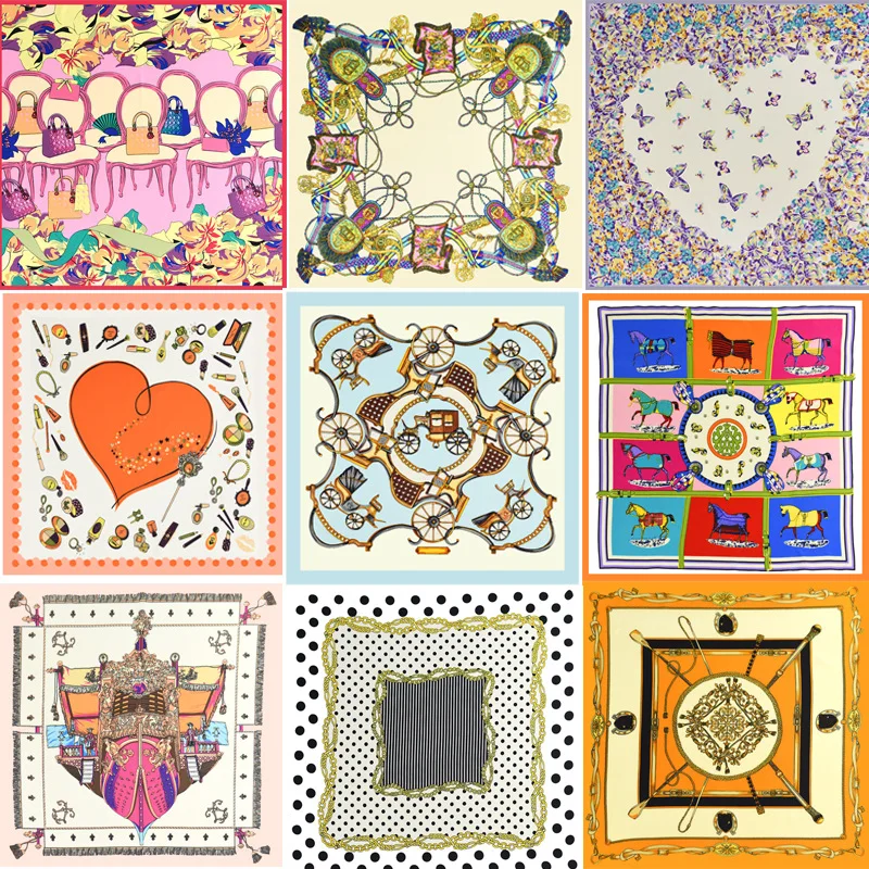 Шелковый шарф 60*60 см роскошный брендовый цветной шейный платок с принтом