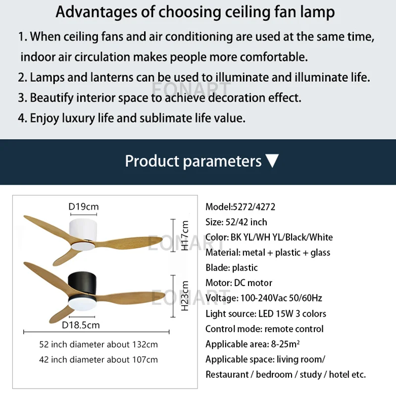 42 Inch Lower Floor Led DC Ceiling Fan With Lamp Remote Control Black Fans For Home Light 220v Ventilador De Techo | Освещение