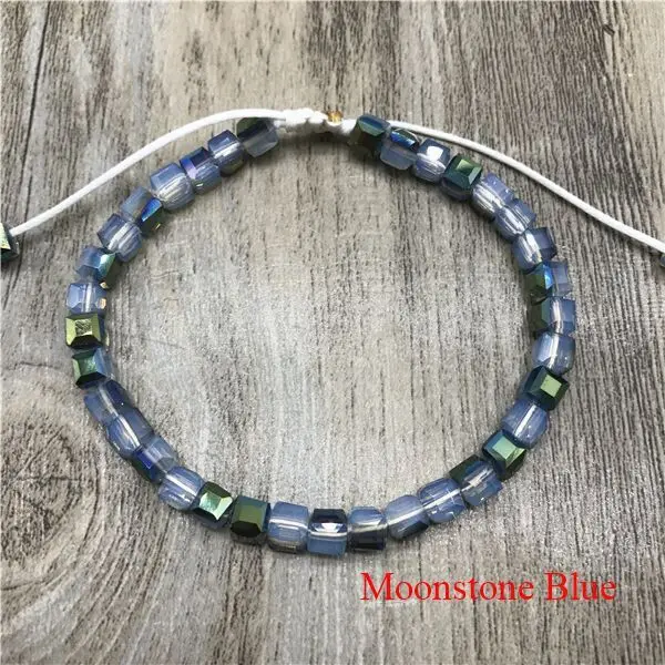 Moonstone Blue Квадратный Кристальный бисерный браслет из ярких бусин для женщин богемный консервативный стиль - Окраска металла: Moonstone Blue