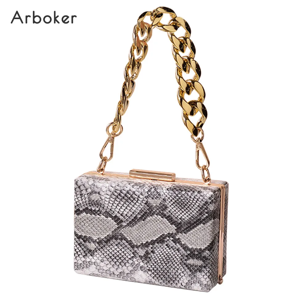 

Serpentine Handbag Women PU Leather Chain Evening Bag Party Phone Purse For Female Shoulder Bags High Quality Day Clutches