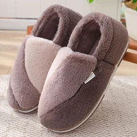 2021 faux fur winter warm slippers men indoor cotton shoes soft plush anti slip lovers home floor slipper bedroom floor slides