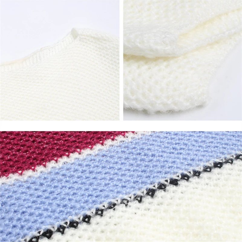 

Ladies Autumn Winter Women Sweater Striped Casual Warm Jumper Knitted Loose Pullover Women Sweaters Tops Female Pull Knitwear
