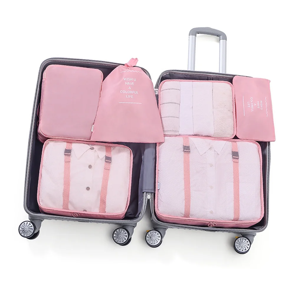 

Packing Cubes Luggage Storage Organiser Travel Compression Suitcase Bag Clothes Storage Six-piece Suit