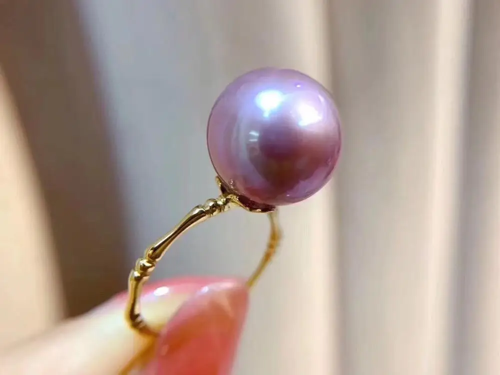 Женские кольца с натуральным жемчугом Эдисона D109 фиолетовые жемчужные