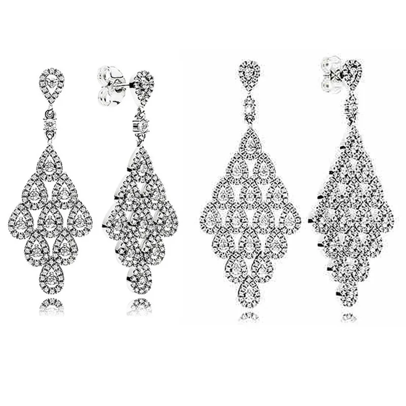 

Серьги-подвески женские из серебра 925 пробы с кристаллами