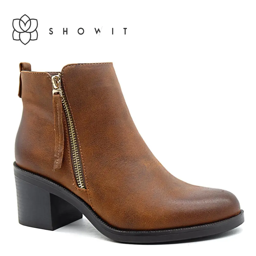 

Boots women ankle basic footwear women's shoes high heels shoes side zipper Middle heel Europe style ankle boots winter shoes