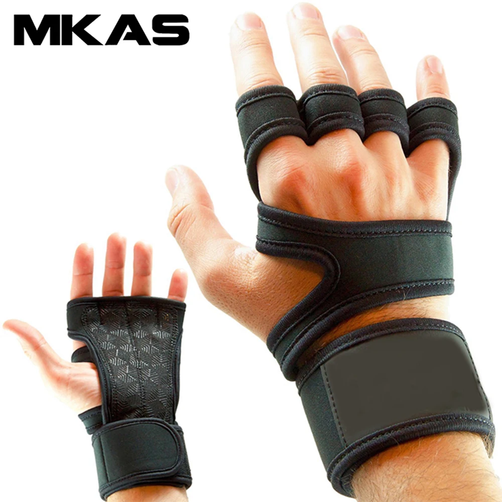 

New 1 Pair Weight Lifting Training Gloves Women Men Fitness Sports Body Building Gymnastics Grips Gym Hand Palm Protector Gloves