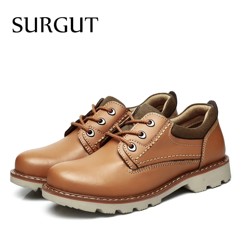 SURGUT Spring Summer Hot Casual Shoes High Quality Men Leather For Lace-Up Brand Fashion Comfortable Working | Обувь