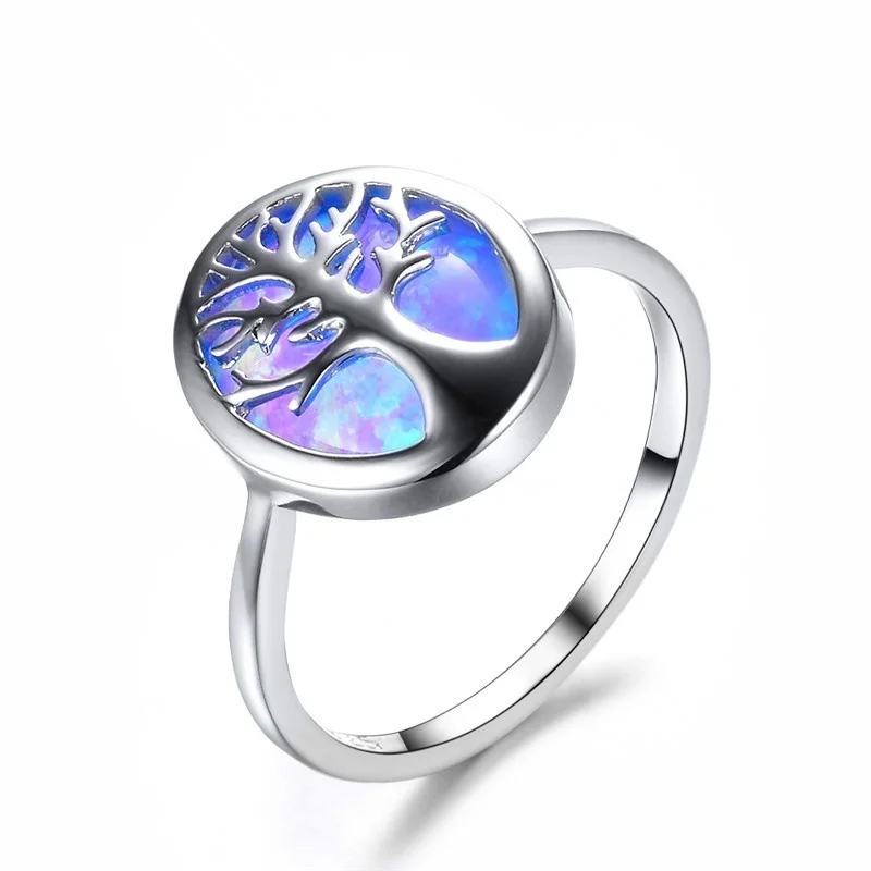 

Classic Fashion Popular Geometric Tree of Life Opal Women's Wedding Jewelry Ring Valentine's Day Gift Jewelry Wholesale