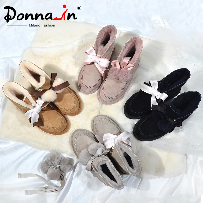 Женские ботинки Donna-in, зимние ботинки на натуральном меху, на плоской нескользящей подошве, легкие кожаные утеплённые ботинки на толстой шерстяной подкладке