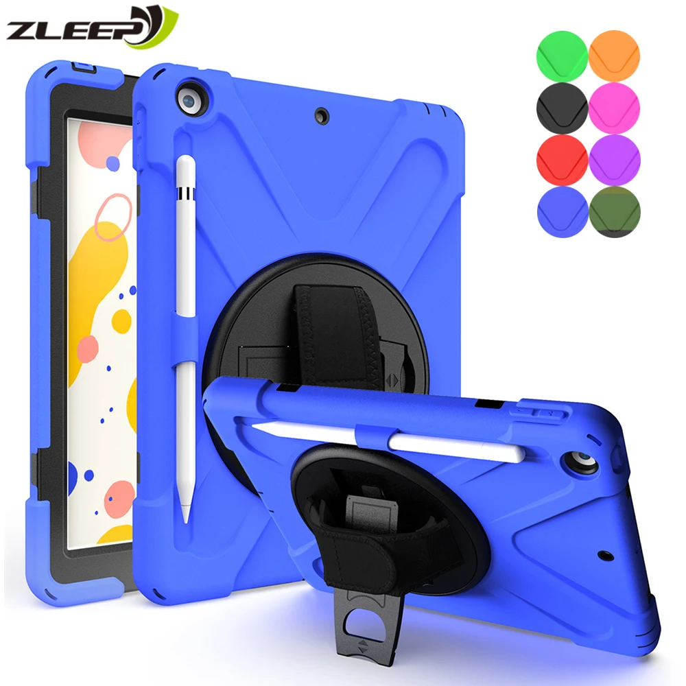 

Heavy Duty Protection Case For Apple iPad 10.2 2020 2019 7th 8th Generation 360 Rotating Tablet Cover Shoulder Strap Stand Coque