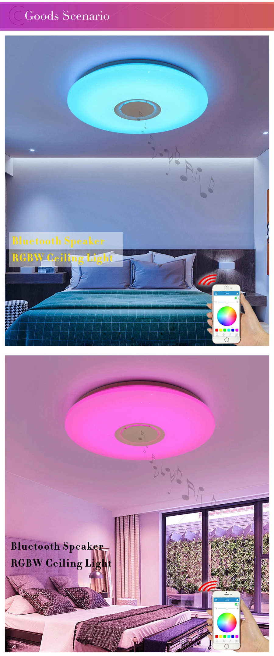 Музыкальный светодиодный потолочный светильник s RGB с приложением и пультом дистанционного управления, потолочный светильник для спальни 25 Вт 36 Вт 52 Вт, светильник для гостиной, lampara de techo