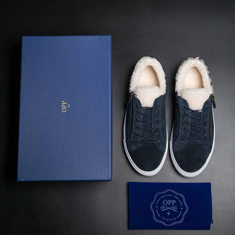 

OPP Men Boots Anti-Skidding Leather Shoes Men OPP Popular Comfy Spring Autumn Men Shoes Short Plush Snow Boots Durable Outsole