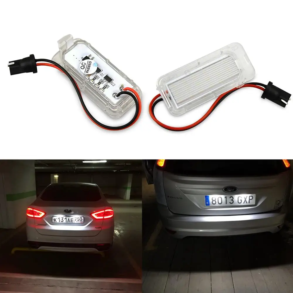 2pcs Canbus LED Number License Plate Light Lamp For Ford Focus 5D Fiesta Mondeo MK4 C-Max MK2 S-Max Kuga Galaxy 6000k White 12V
