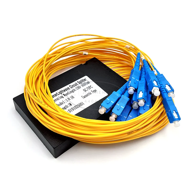 1x16 SC APC UPC Cassette Type PLC Splitter FTTH optical Splitter G657A Fiber with Plastic ABS Box Package