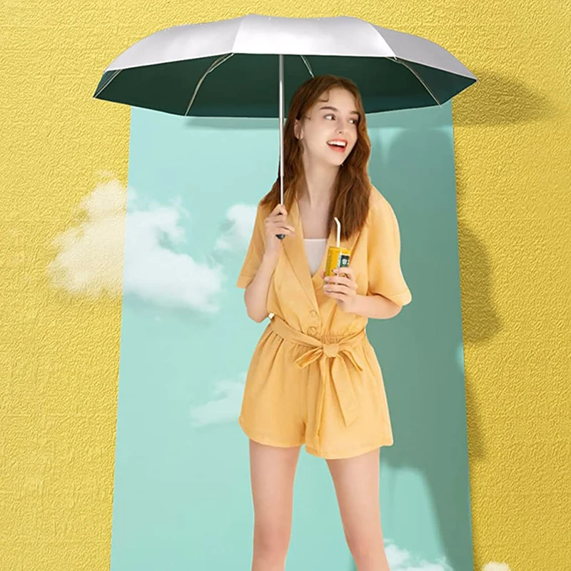 

New titanium silver flat five fold umbrella for both rain and sunshine umbrella rain women small umbrella TLSM