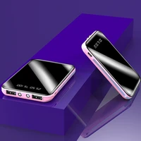 10000mah mini portable power bank mirror external battery with flashlight 2usb travel digital display forfor xiao mi s m