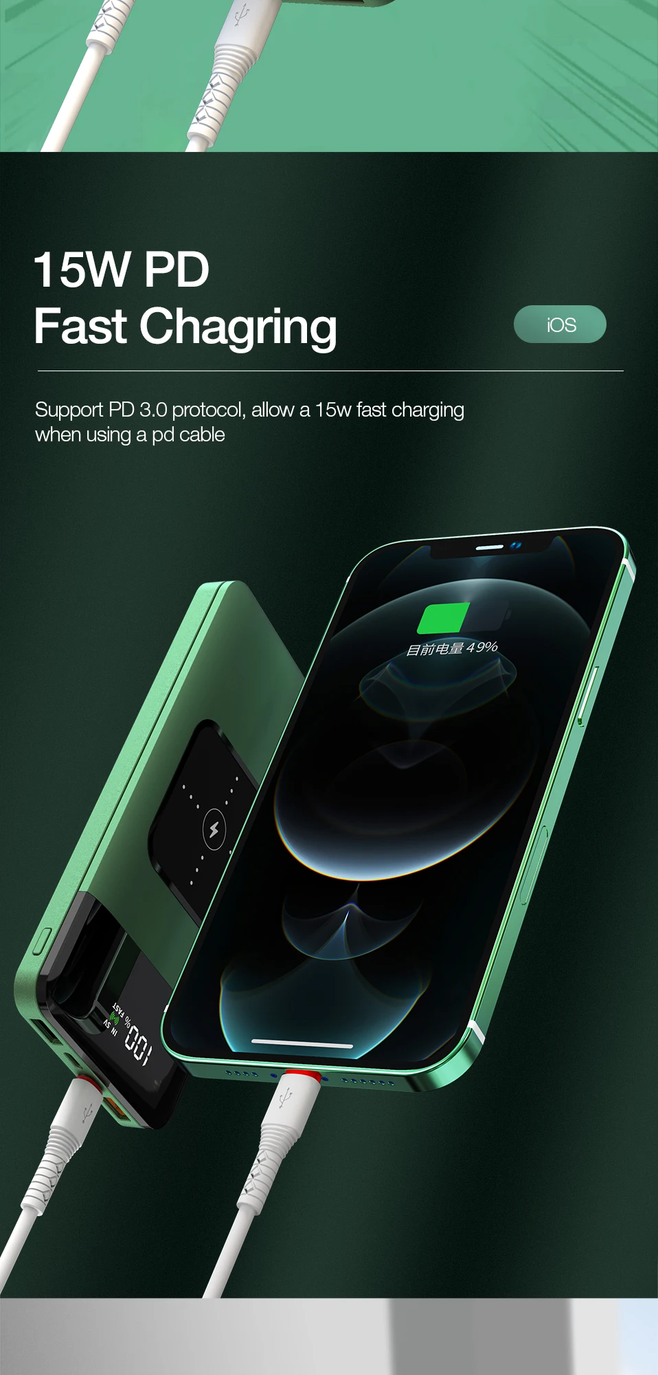 power bank 10000mah GENAI Wireless Charger Power Bank 20000mAh Fast Charging Portable Charger Powerbank for Smartphone External Battery Rechargeable mini power bank