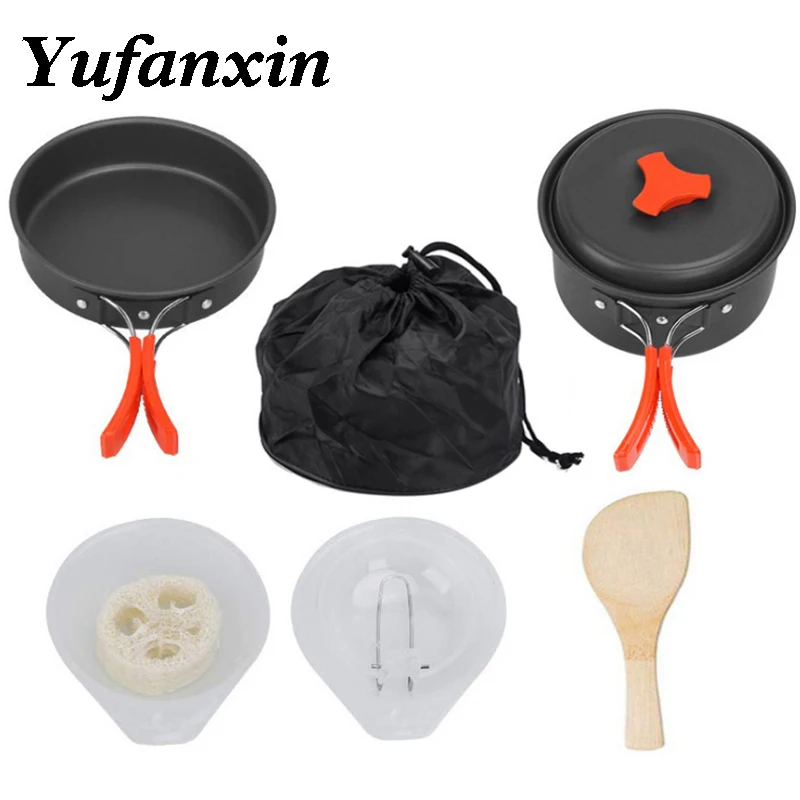 

1 Set Outdoor Camping Pots Portable Combination Picnic Pots Cookware Backpacking Cooking portable Ultra-light camping cooker