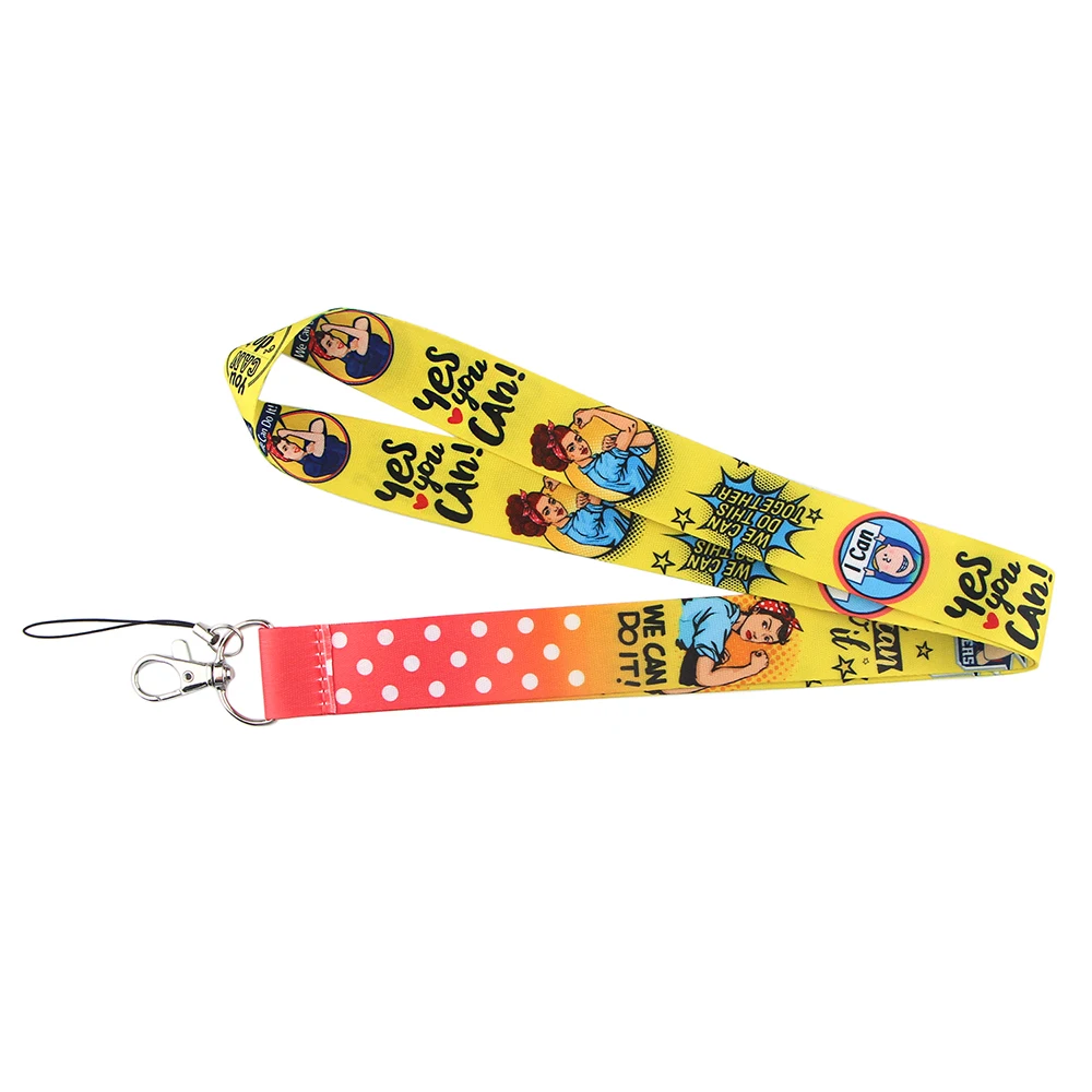 

ZF1754 1pcs Feminism Neck Strap Lanyards ID Badge Card Holder Keychain Phone Gym Strap Webbing Necklace Gift