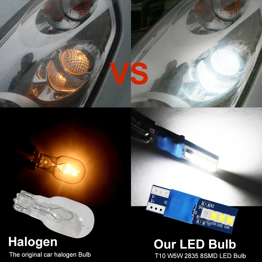 10 шт. Автомобильные светодиодные лампы T10 меняющие цвет от синего до белого W5W 194 168