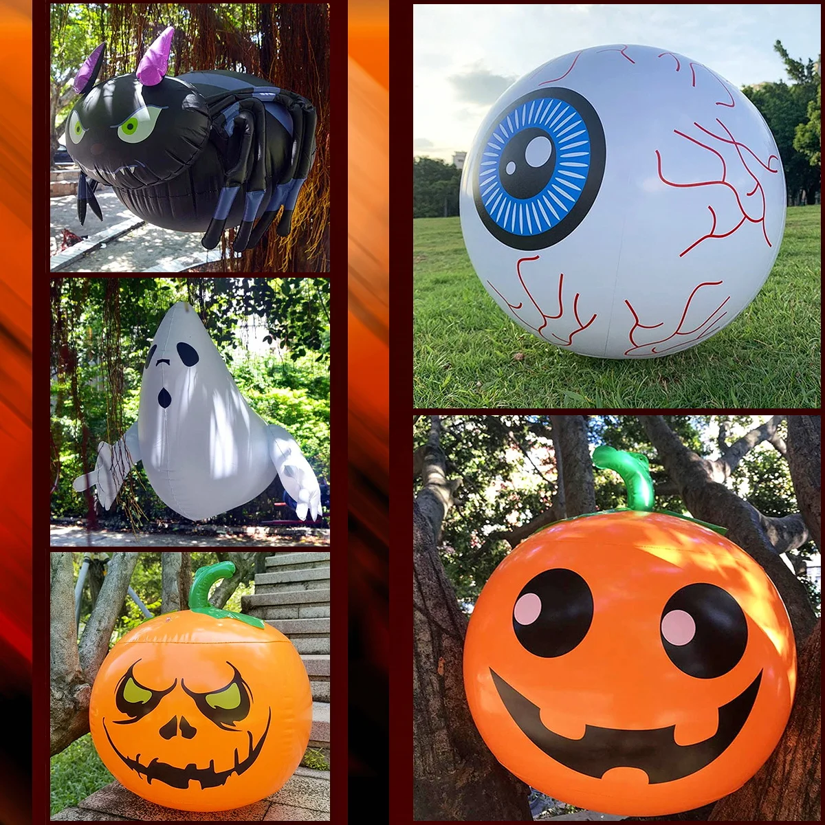 

Halloween Bar Haunted House Shopping Mall Decoration Hanging Large Thick Inflatable Pumpkin Spider Ghost Happy Halloween Party