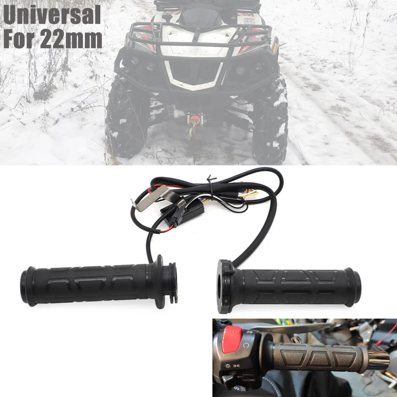 

Universal Motorcycle 22mm Electric Hand Heated Grips Molded Grips For Hisun 550 ATV Warmers Adjust Temperature Hot Handlebar
