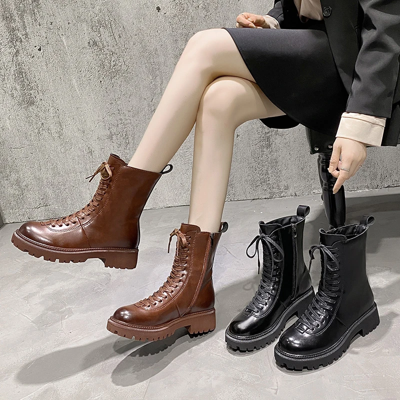 

2021 ботинки женская обувь для зимних ботинок модная обувь Женская Повседневная Осенняя кожаная обувь Botas Mujer женские ботильоны для женщин