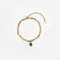 316l stainless steel geometric acrylic malachite charm bracelet for women 18k metal layered bracelet trendy jewelry 2022