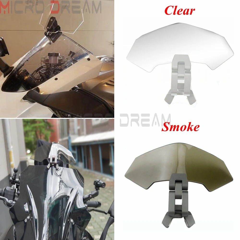 

Universal Motorcycle Windshield Airflow Adjustable Windscreen Extension Wind Deflector for Kawasaki BMW Ducati Honda Benelli