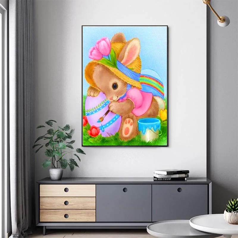 

5D DIY Rabbit Diamond Painting Cross Stitch Full Square Round Drill Embroidery Colorful Handmade Home Room Wall Decor Craft