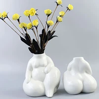 ceramic vase desktop plant container human body shaped art decorative flower pot side ring handle sculpture home decor