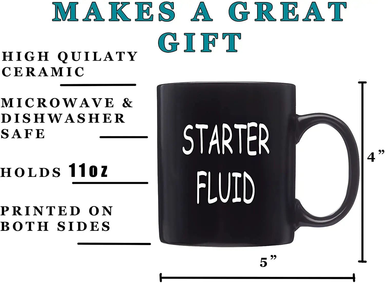 

Funny Black Mechanic Coffee Mug Starter Fluid Novelty Cup Great Gift Idea For Men Car Enthusiast Humor Brother or Friend