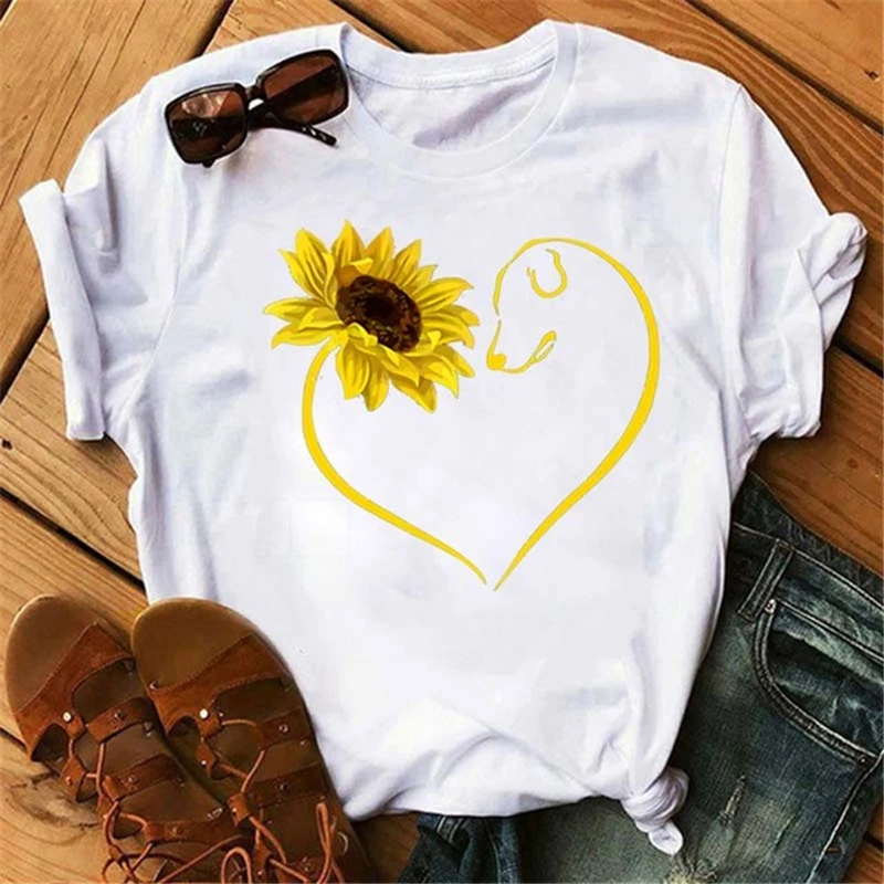

Fashion Women T-shirt Love Heartbeat Printed Tee Short Sleeve Harajuku T-Shirt Ladies Tops Clothes Female Tshirt 32551