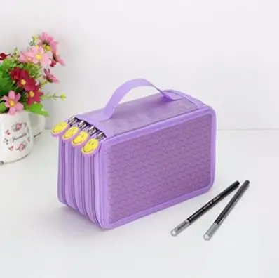 4 Layers Purple Оксфорд школьный пенал Чехол Kawaii/36/48/72 Отверстия штраф Карандаш Чехол большой мешок ручки коробка мульти детские многофункциональные Канцтовары чехол - Цвет: 4 Layers Purple