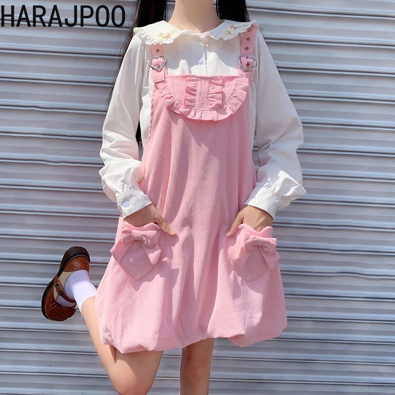 Платье в японском стиле Harajpoo мягкое с длинным рукавом для девочек ранней осени 2021