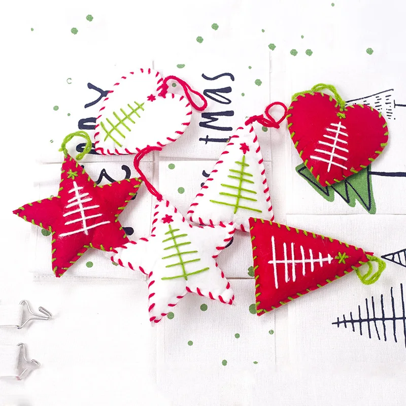 

3 шт. тканевые украшения в виде пентаграммы в форме сердца для рождественской елки, декор для вечерние «сделай сам», новогодние и рождествен...