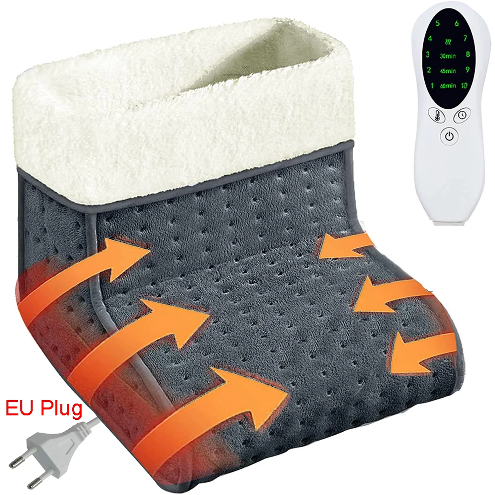 

Winter Electric Foot Warmer With Washable Lining 6 Levels Heat Settings Timed Heated Shoe Massage Gift For Home Office EU Plug