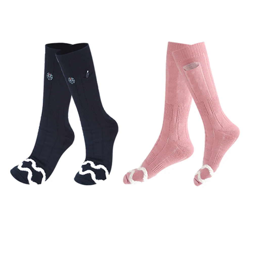 

Winter Warm Skiing Heated Socks Rechargeable Fleece Thermal Heating Foot Warmer Calf Length Electric Heating Socks