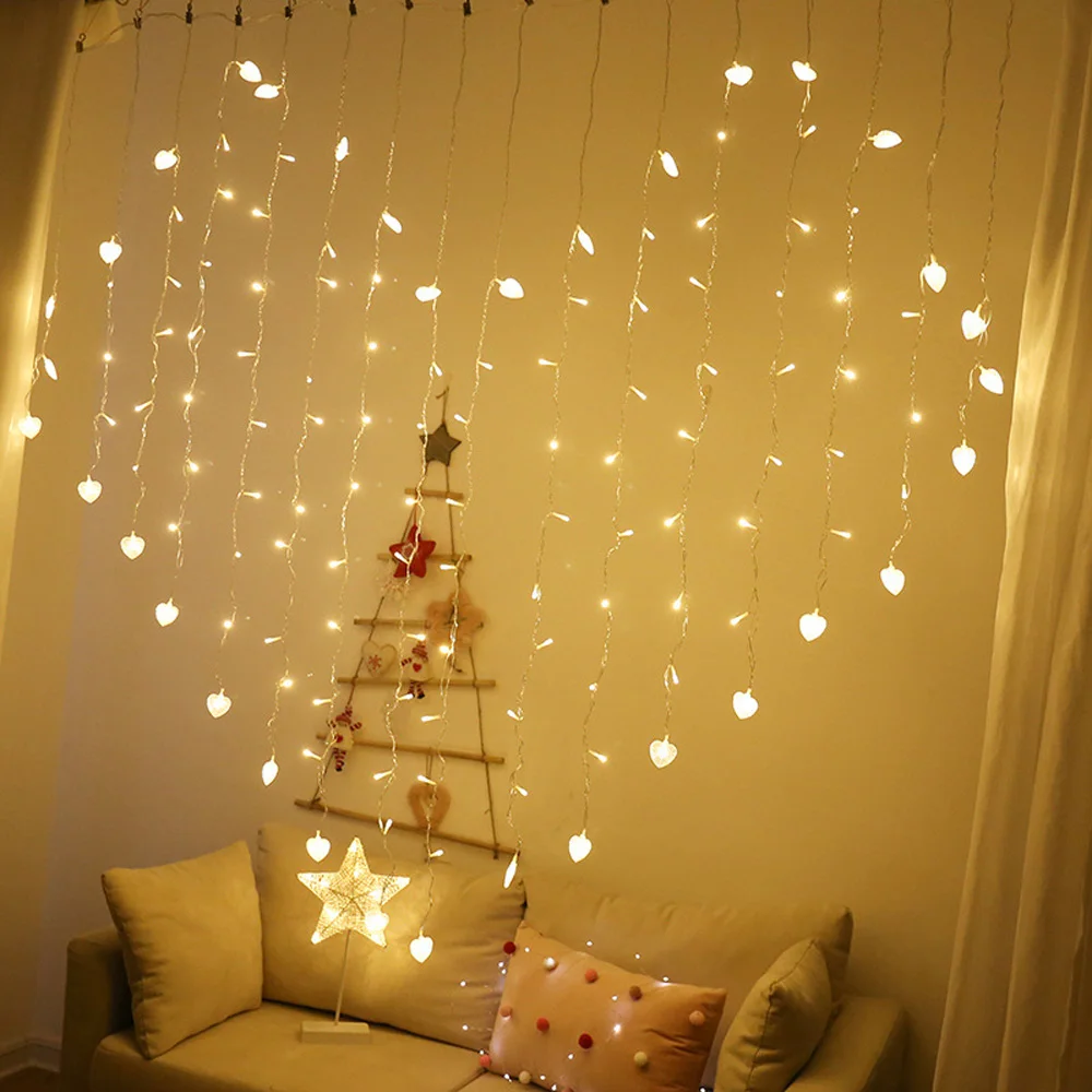 

LED Curtain Lights Star and Moon Shape Wedding Decorative Led Fairy Lights Heart String Lights Christmas Lights Lighting D30