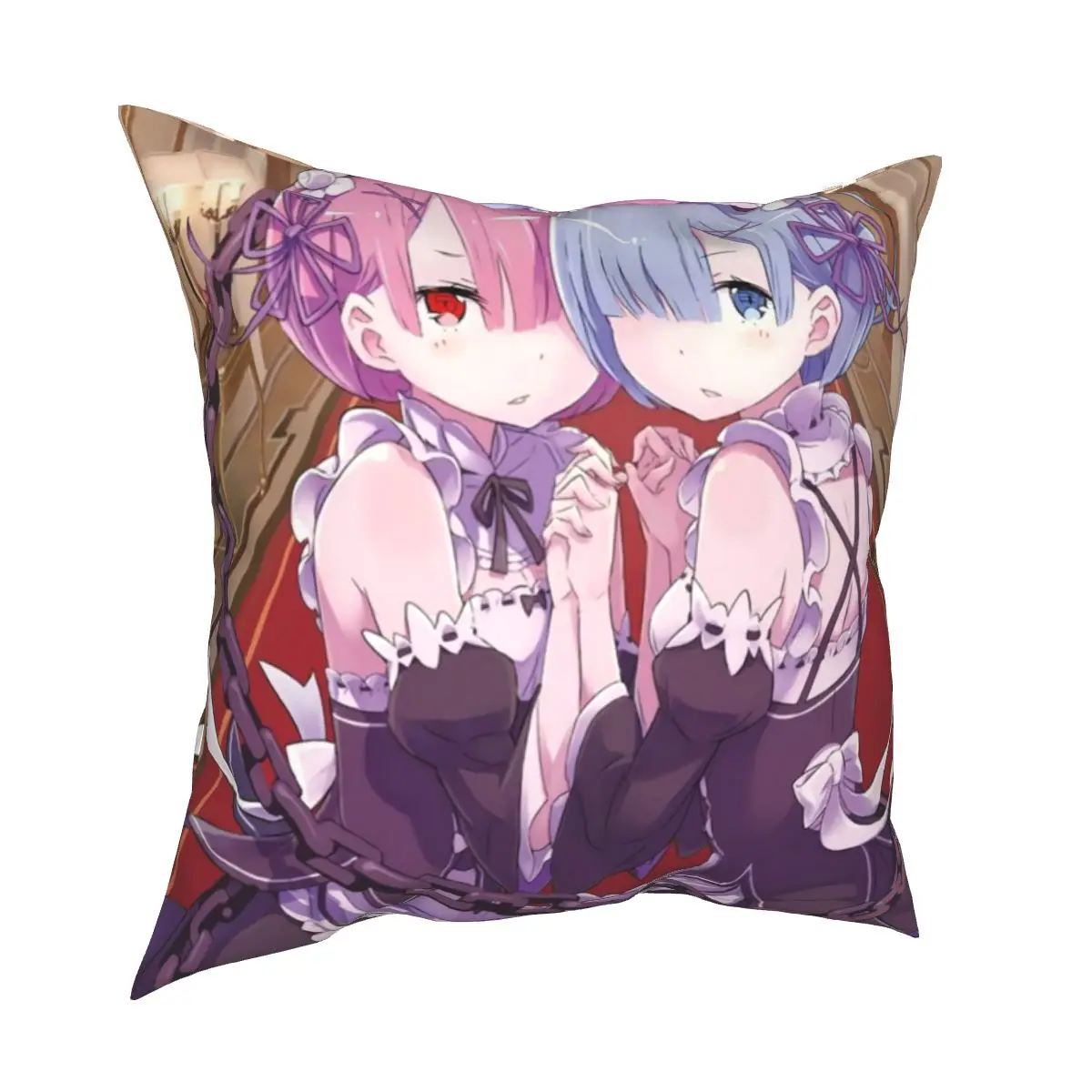 

Rem And Ram Anime Pillow Cases Re:ZERO Starting Life in Another World Manga Cushion Cover Decor Pillowcase for Car 40*40cm