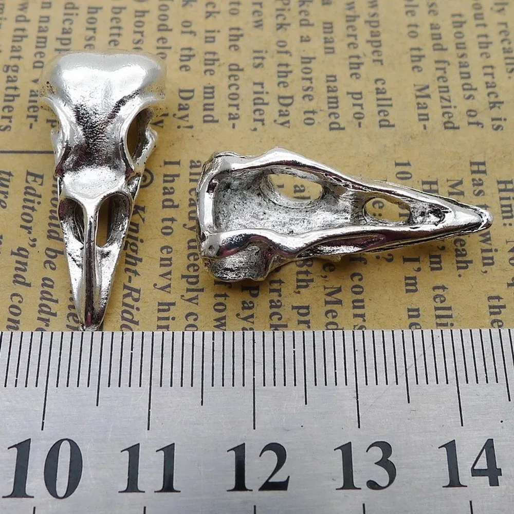 

50pcs Bird Head Skull Charms 14mm x 31mm DIY Jewelry Making Pendant antique silver color