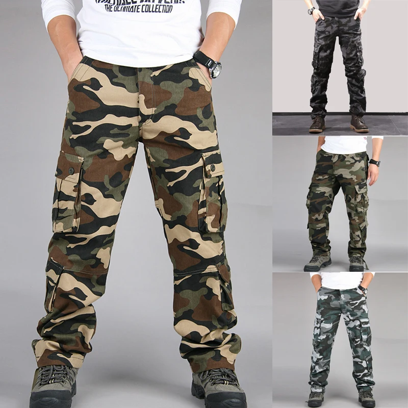 Мужские штаны Брюки Военная Маскировочная карго походные армейские карманные мешковатые водоотталкивающие брюки Ripstop осень-зима