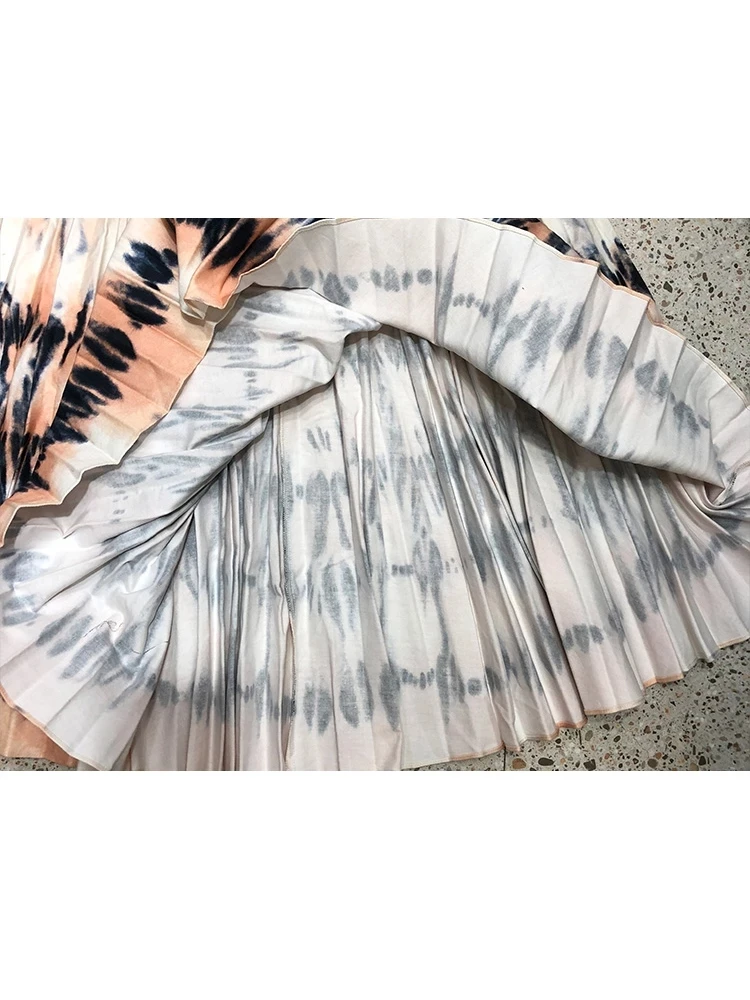 

printing Big-name summer women's and dyeing pleated skirt2021New women's clothing fashion party all-match large-scale puff skirt