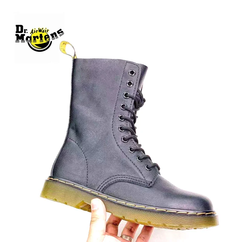 

Original Dr.Martens Women British Style Black 10 Eyes 1490 Rubber Genuine Leather Boots Durable Lady Lace-Up Doc Martin Shoes