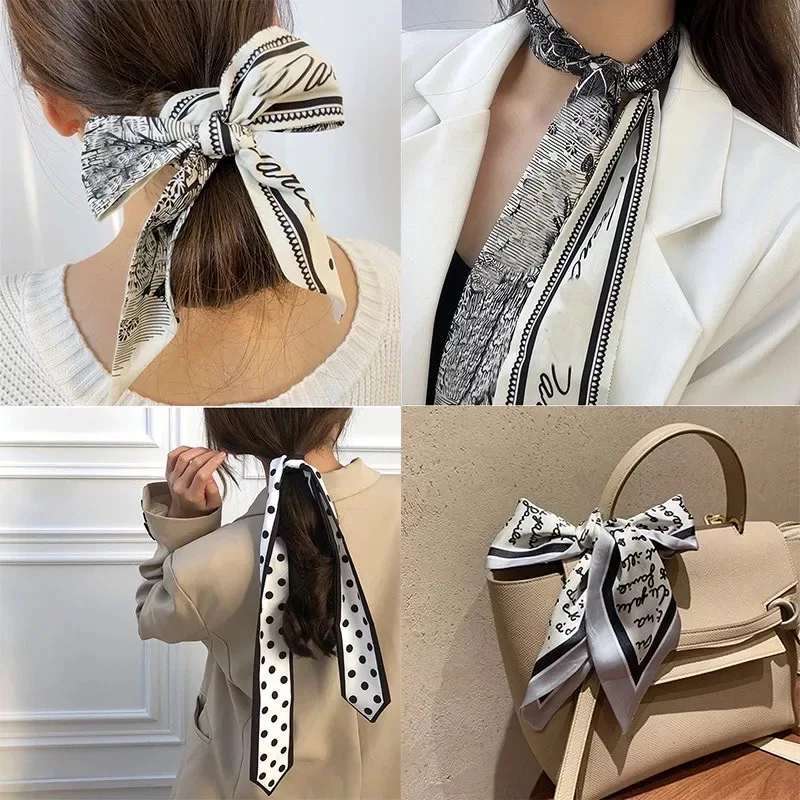 

31 Luxury 100% Silk Scarf Women's Bag Scarves Brand Foulard Head Scarf Fashion Small Neckerchief Bags Ribbon Tie Band Headband