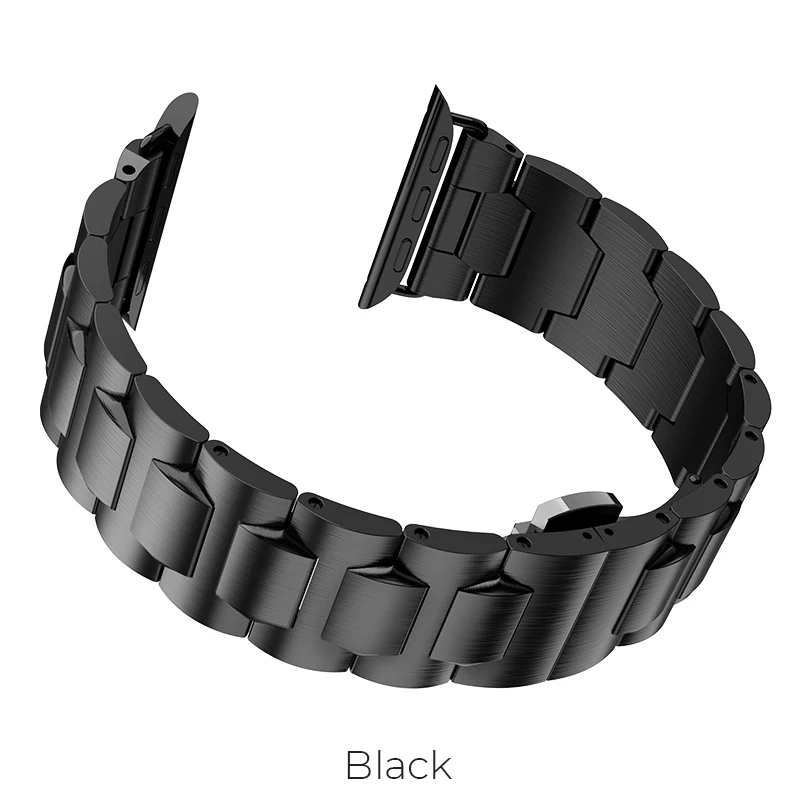 Black Ремешок HOCO Pinhen из нержавеющей стали для Apple Watch серии 5, 4, 3, 2, металлические Смарт-часы, подходят для Iwatch 44 мм, 42 мм, 40 мм, 38 мм - Цвет ремешка: Black