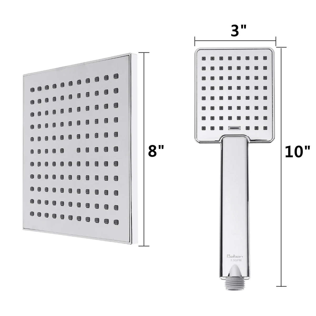 

5 IN 1 8"Handheld Shower head Water Saving hand shower high pressure ABS showerhead Bathroom Shower Spray Nozzle 3 Spray modes