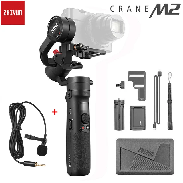 Zhiyun Crane M2 3-осевой портативный монопод с шарнирным замком Камера Стабилизатор Для беззеркальных Камера s Action pk 2 Gopro Hero 5 6 7 смартфон - Цвет: add lavalier mic